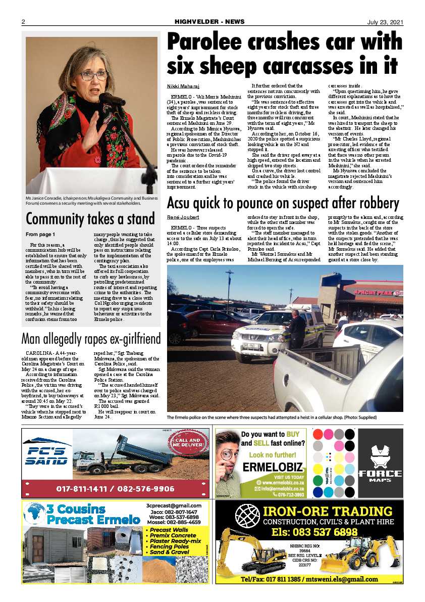 Highvelder Newspaper 23 July 2021 page 2