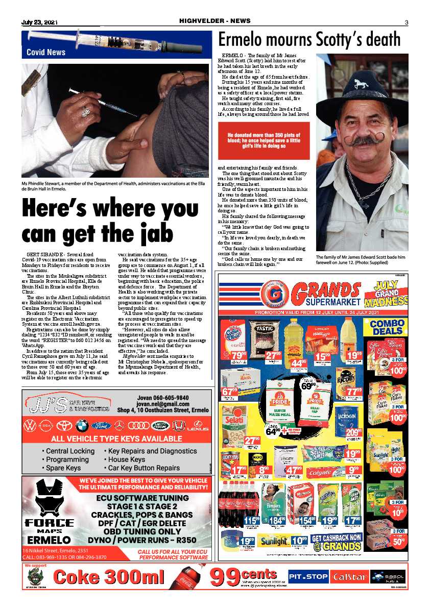 Highvelder Newspaper 23 July 2021 page 3