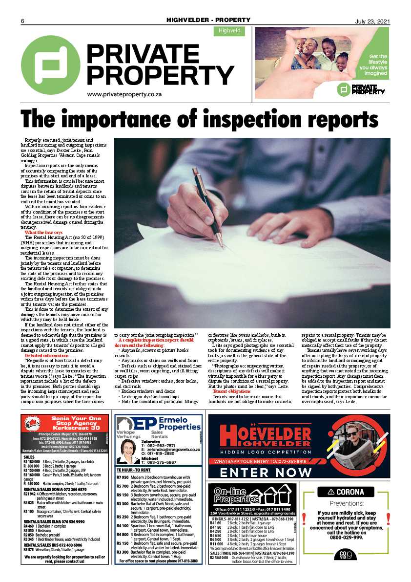 Highvelder Newspaper 23 July 2021 page 6