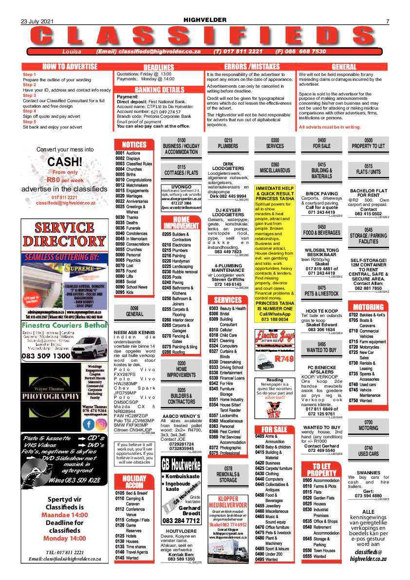 Highvelder Newspaper 23 July 2021 page 7