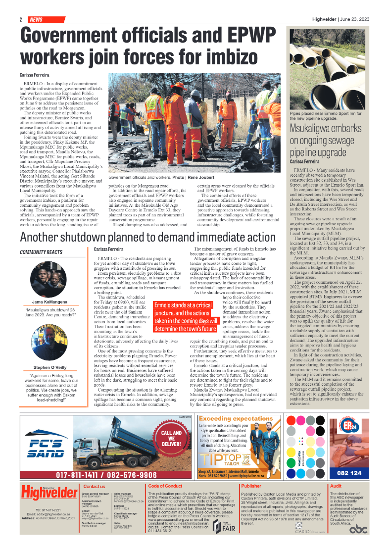 Highvelder Newspaper 23 June 2023 page 2