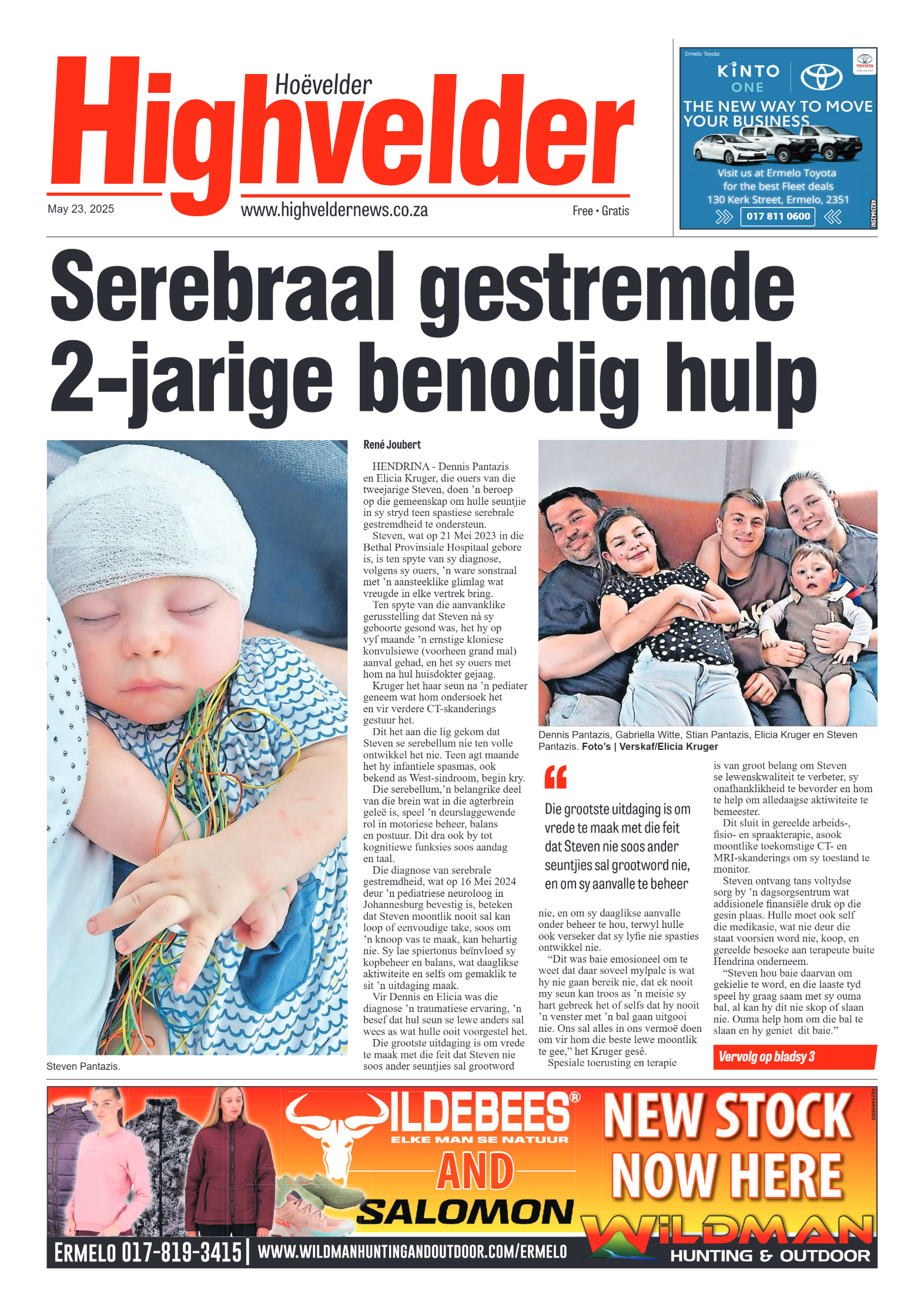 Highvelder Newspaper 23 May 2025 page 1