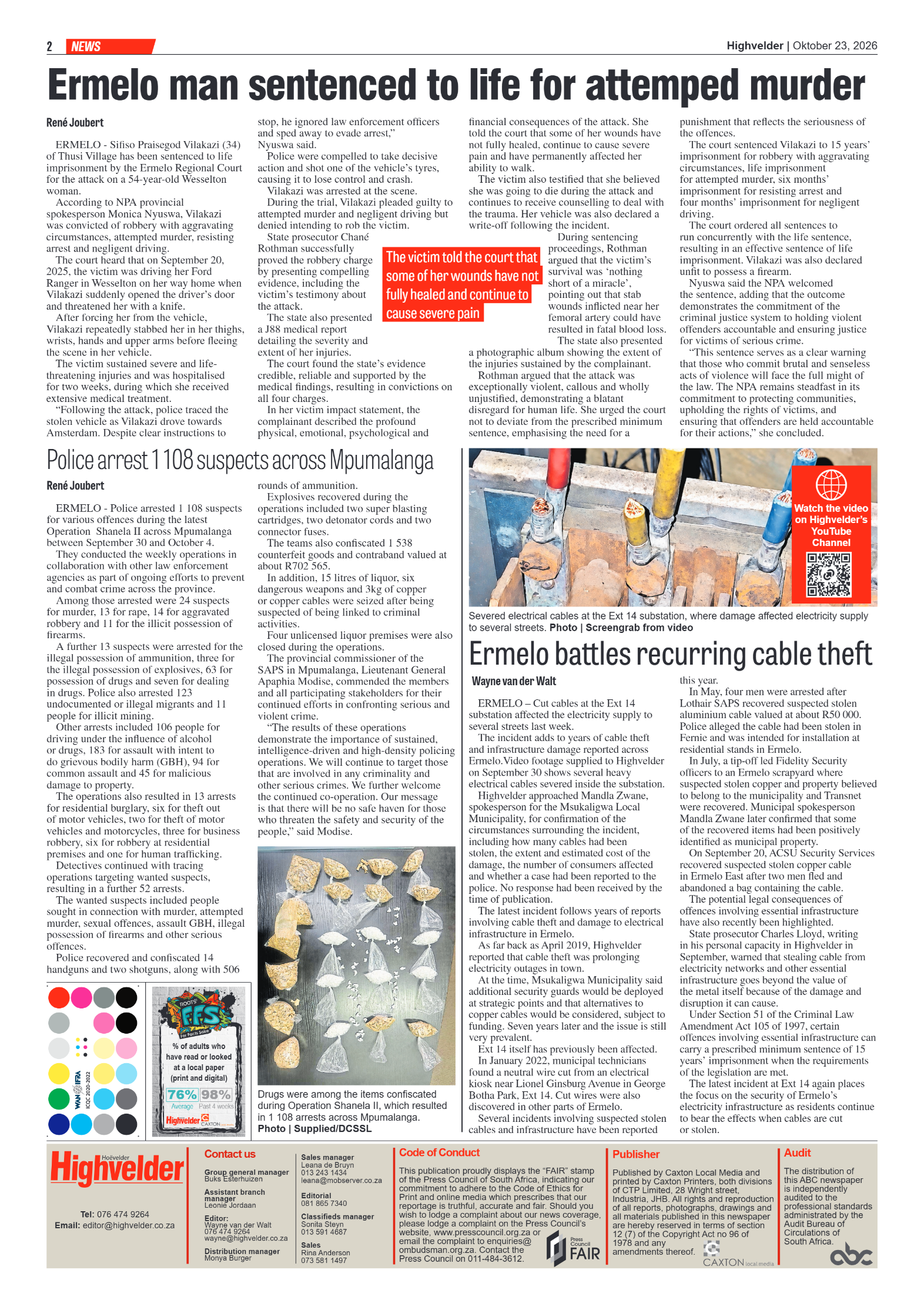 Highvelder Newspaper 23 October 2026 page 2