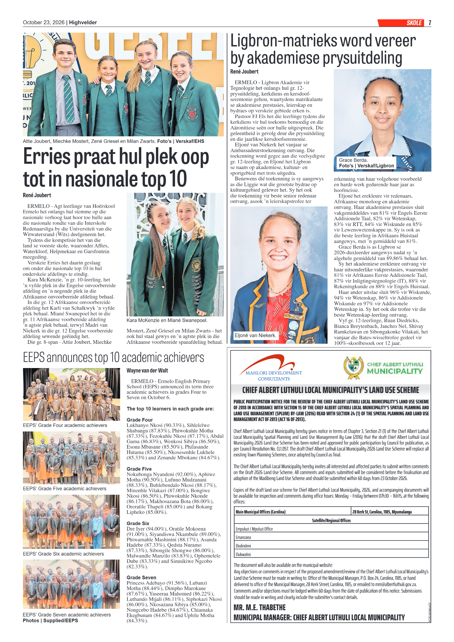 Highvelder Newspaper 23 October 2026 page 7