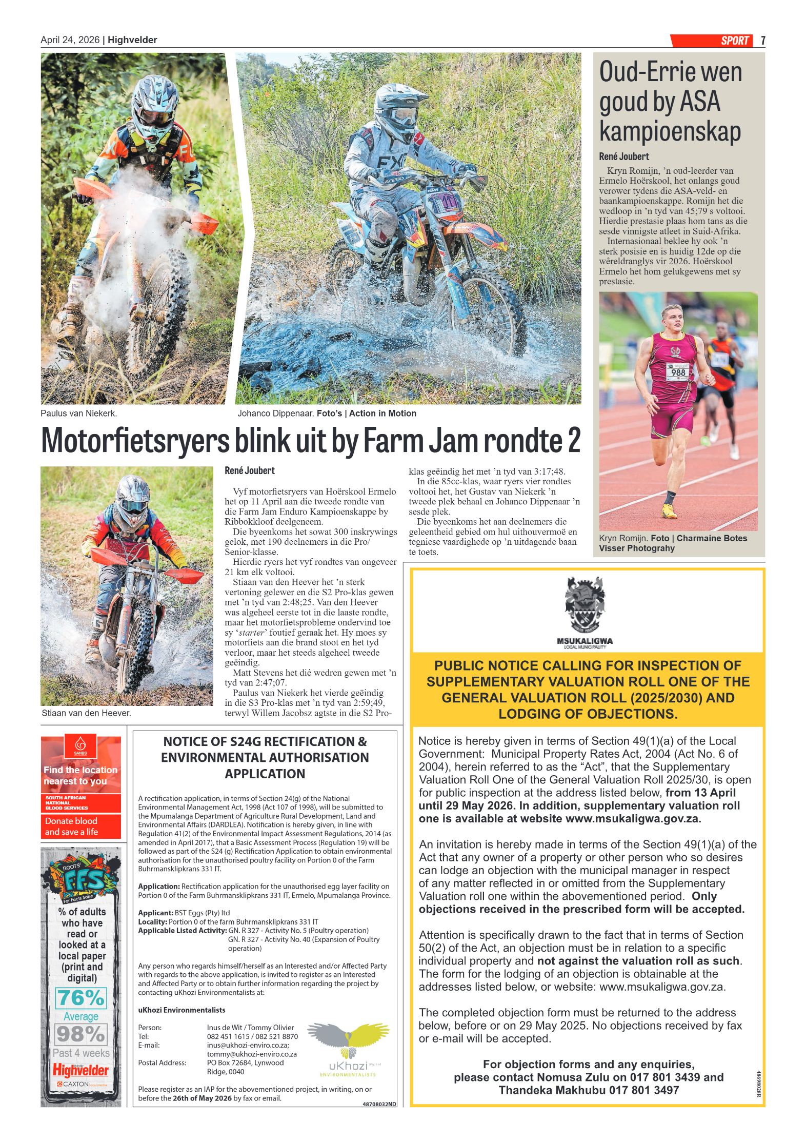Highvelder Newspaper 24 April 2026 page 7