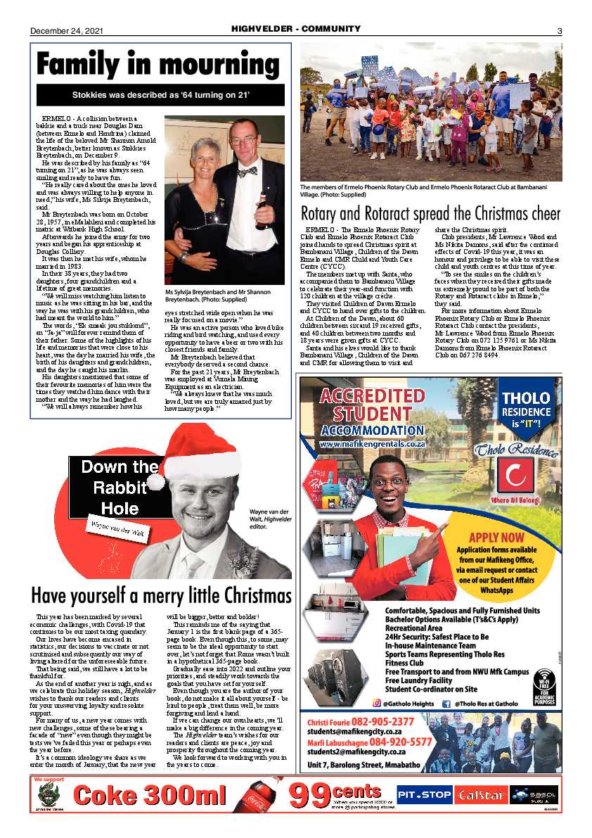 Highvelder Newspaper 24 December 2022 page 3