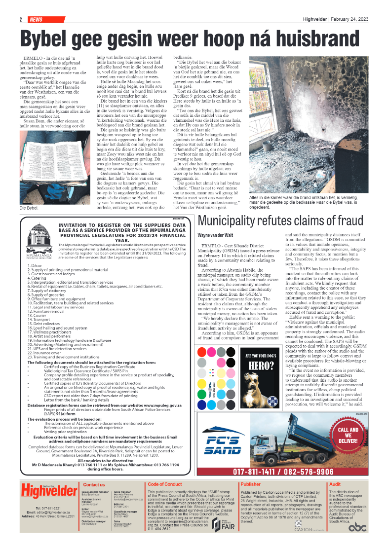 Highvelder Newspaper 24 February 2023 page 2