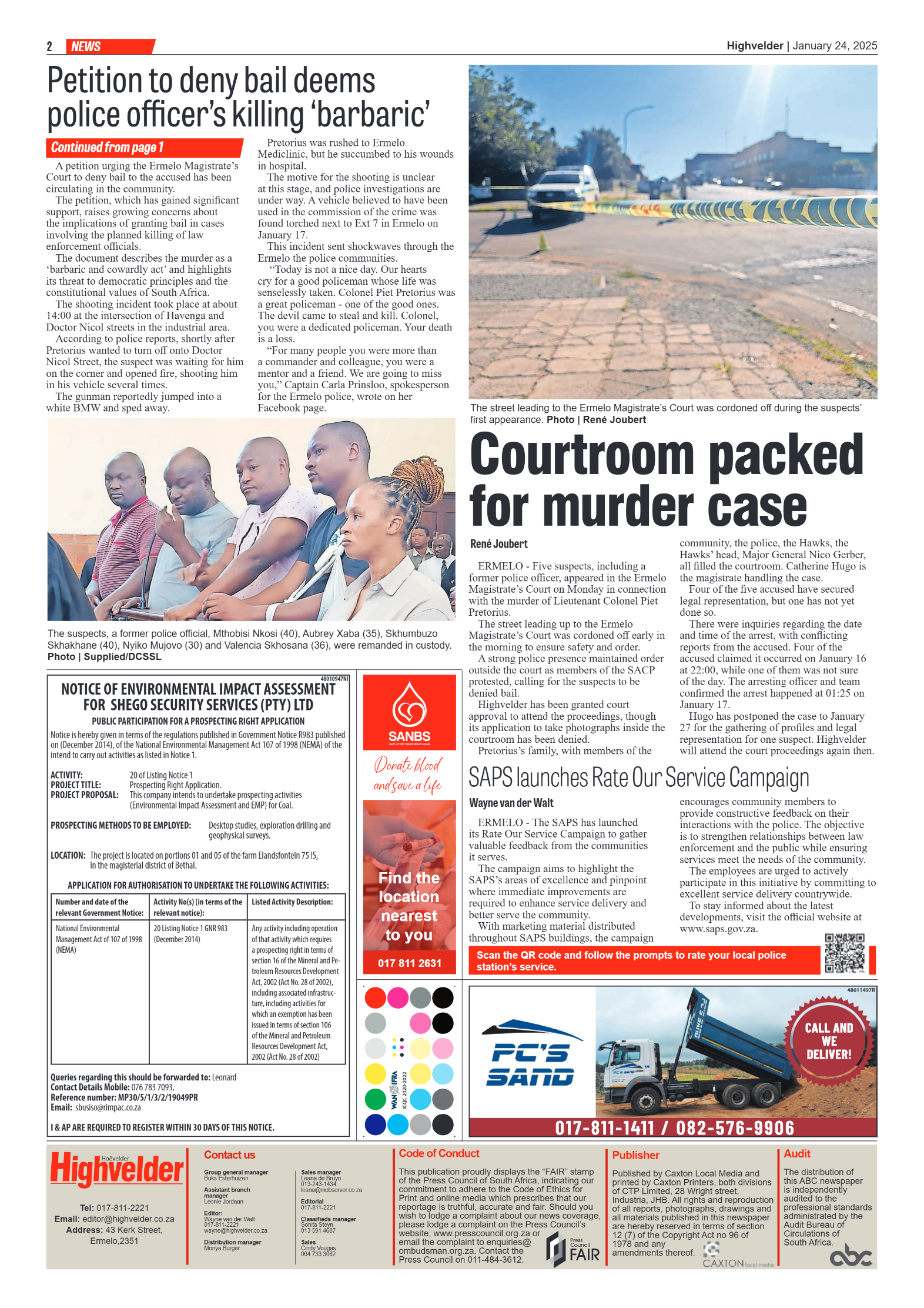 Highvelder Newspaper 24 January 2025 page 2