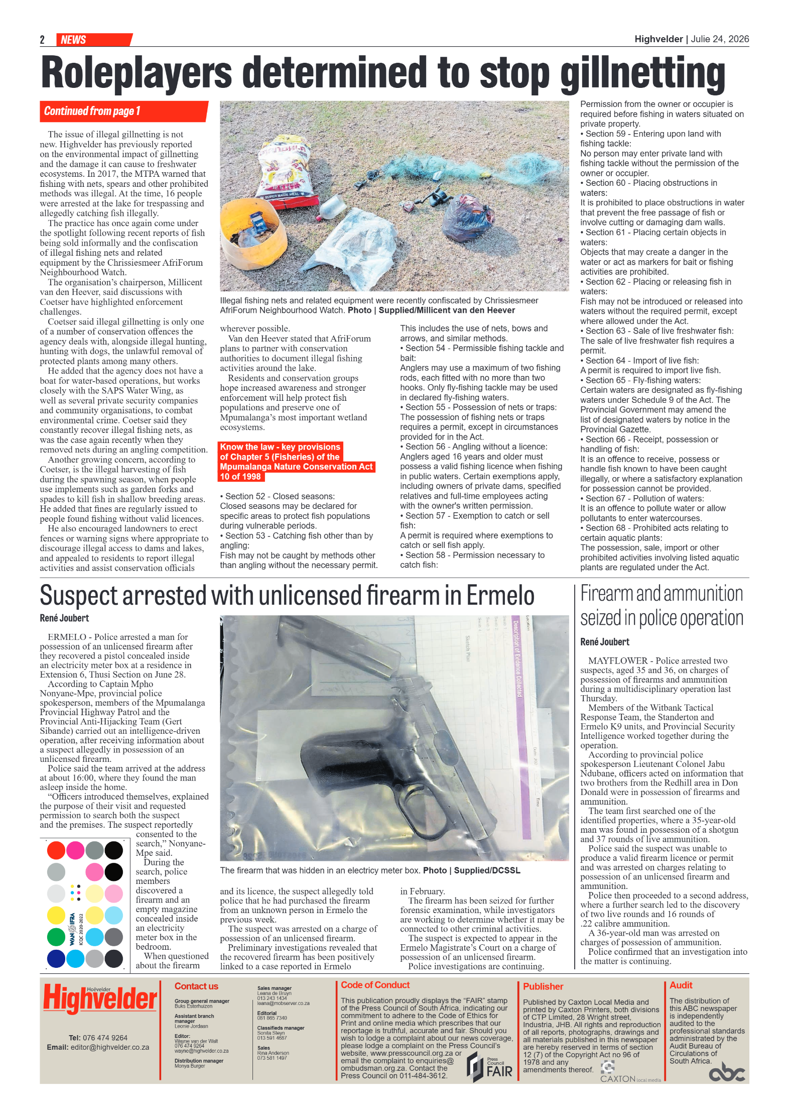 Highvelder Newspaper 24 July 2026 page 2
