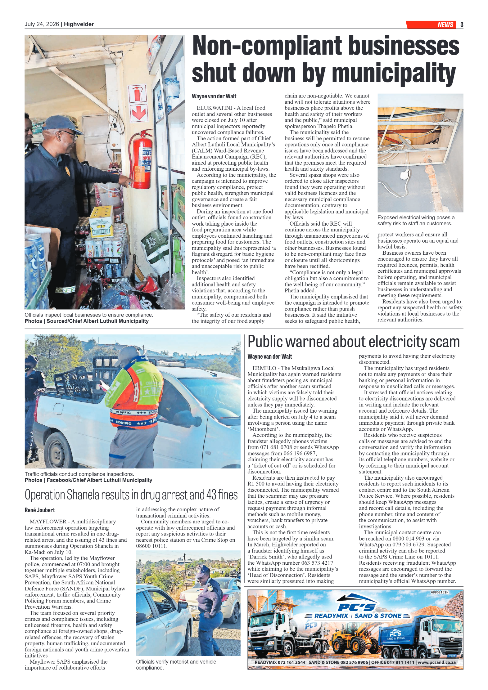 Highvelder Newspaper 24 July 2026 page 3