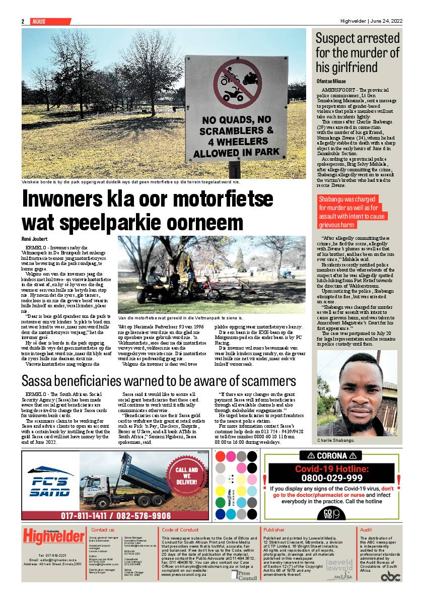 Highvelder Newspaper 24 June 2022 page 2