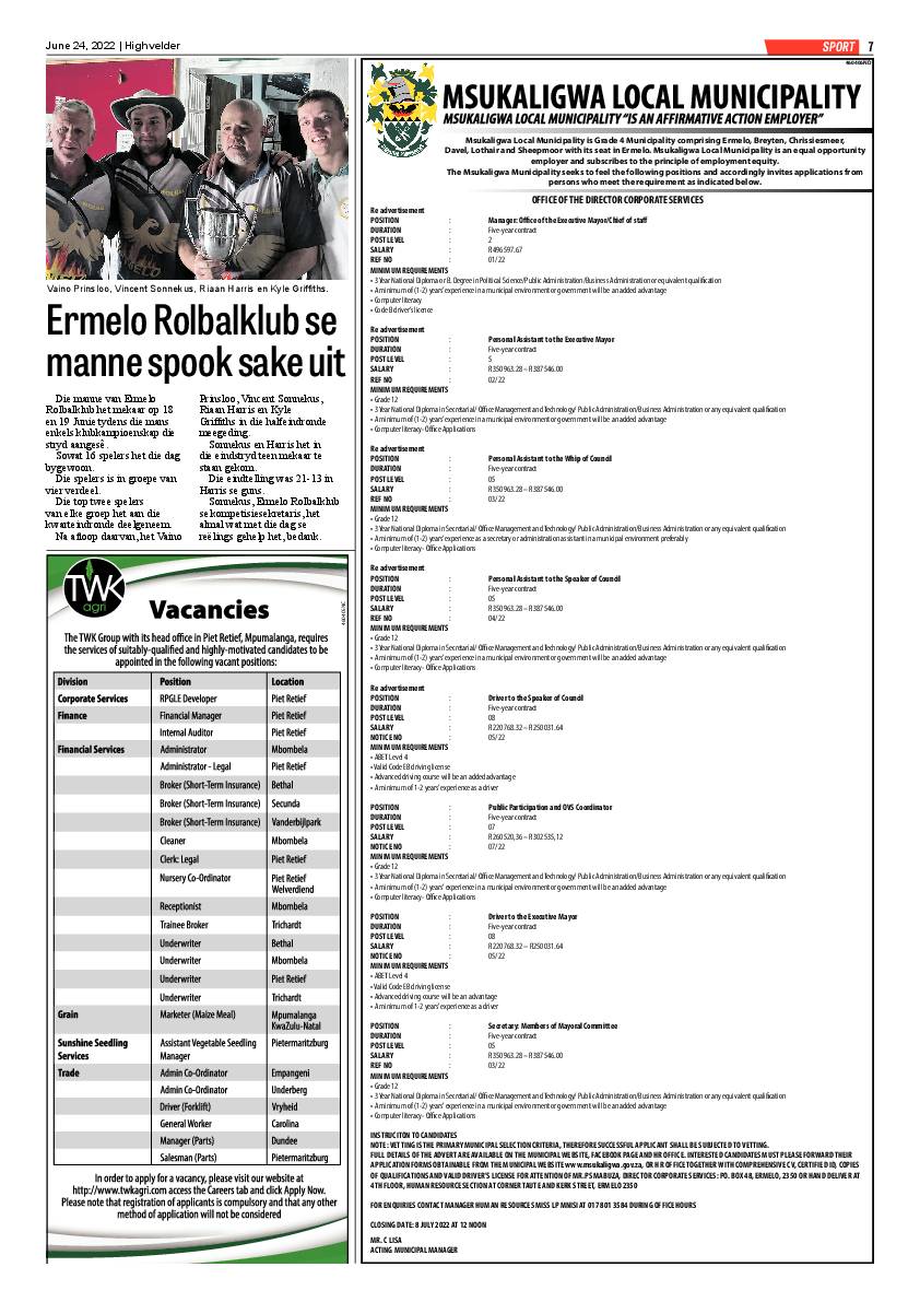 Highvelder Newspaper 24 June 2022 page 7