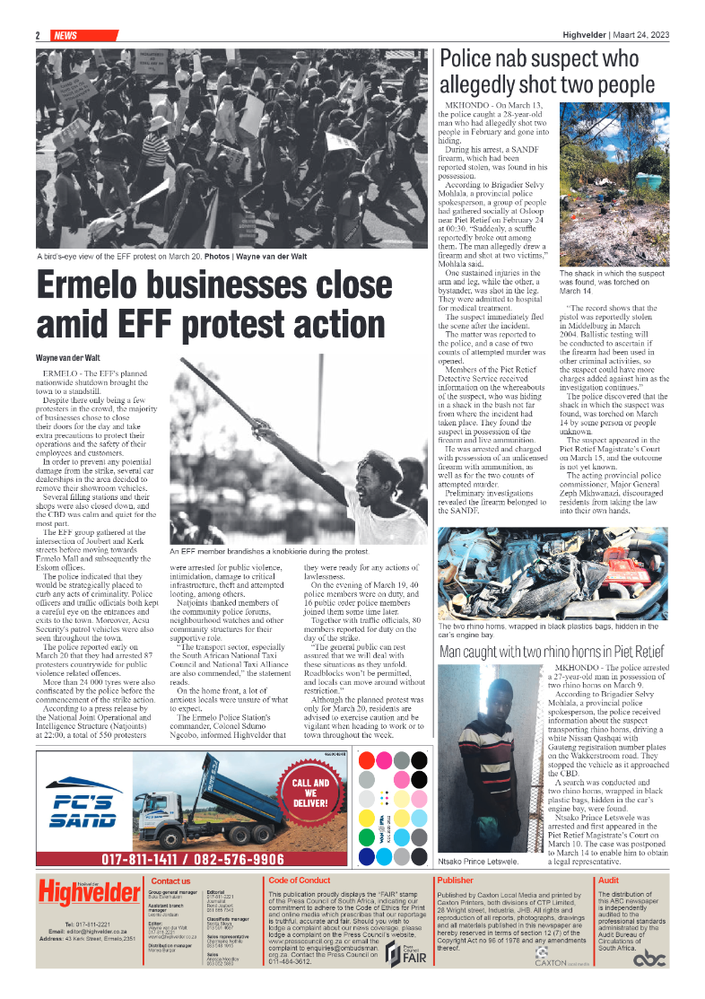 Highvelder Newspaper 24 March 2023 page 2