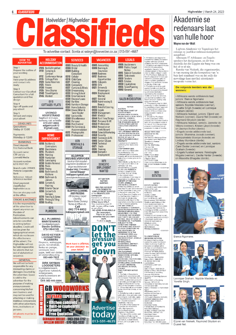 Highvelder Newspaper 24 March 2023 page 6