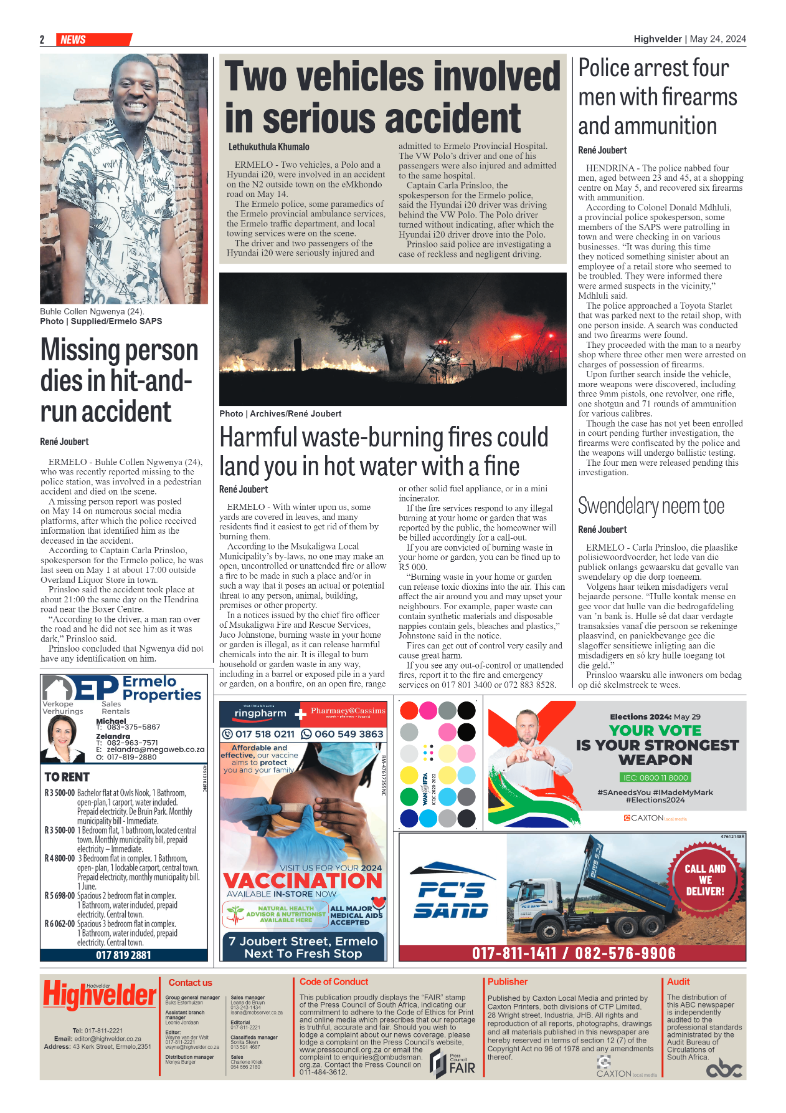 Highvelder Newspaper 24 May 2024 page 2