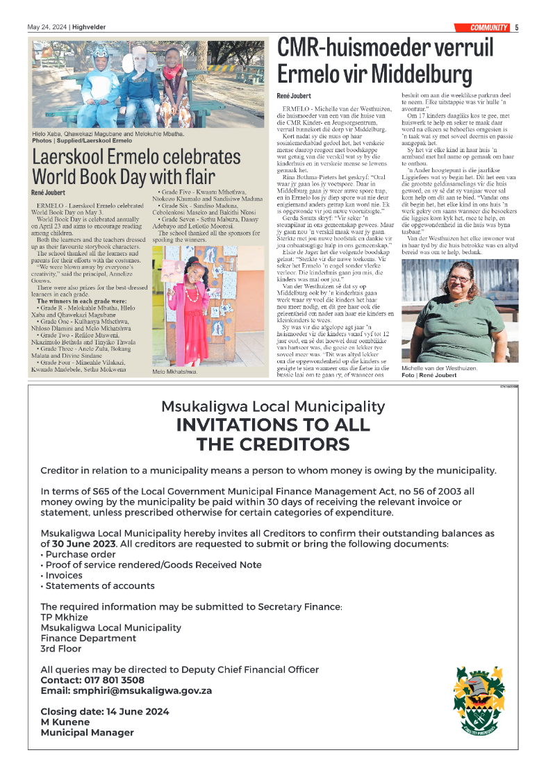 Highvelder Newspaper 24 May 2024 page 5