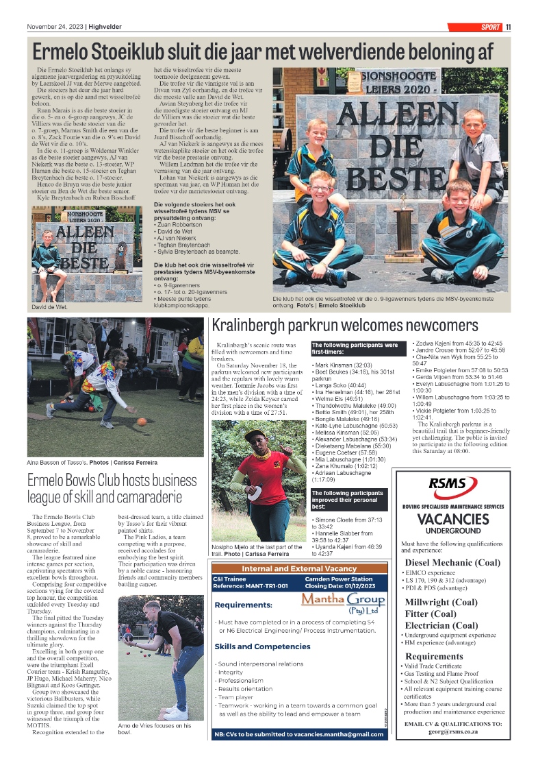 Highvelder Newspaper 24 November 2023 page 11