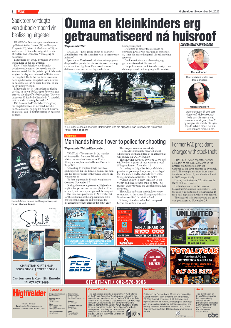 Highvelder Newspaper 24 November 2023 page 2