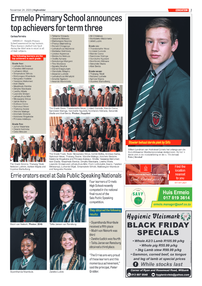 Highvelder Newspaper 24 November 2023 page 7