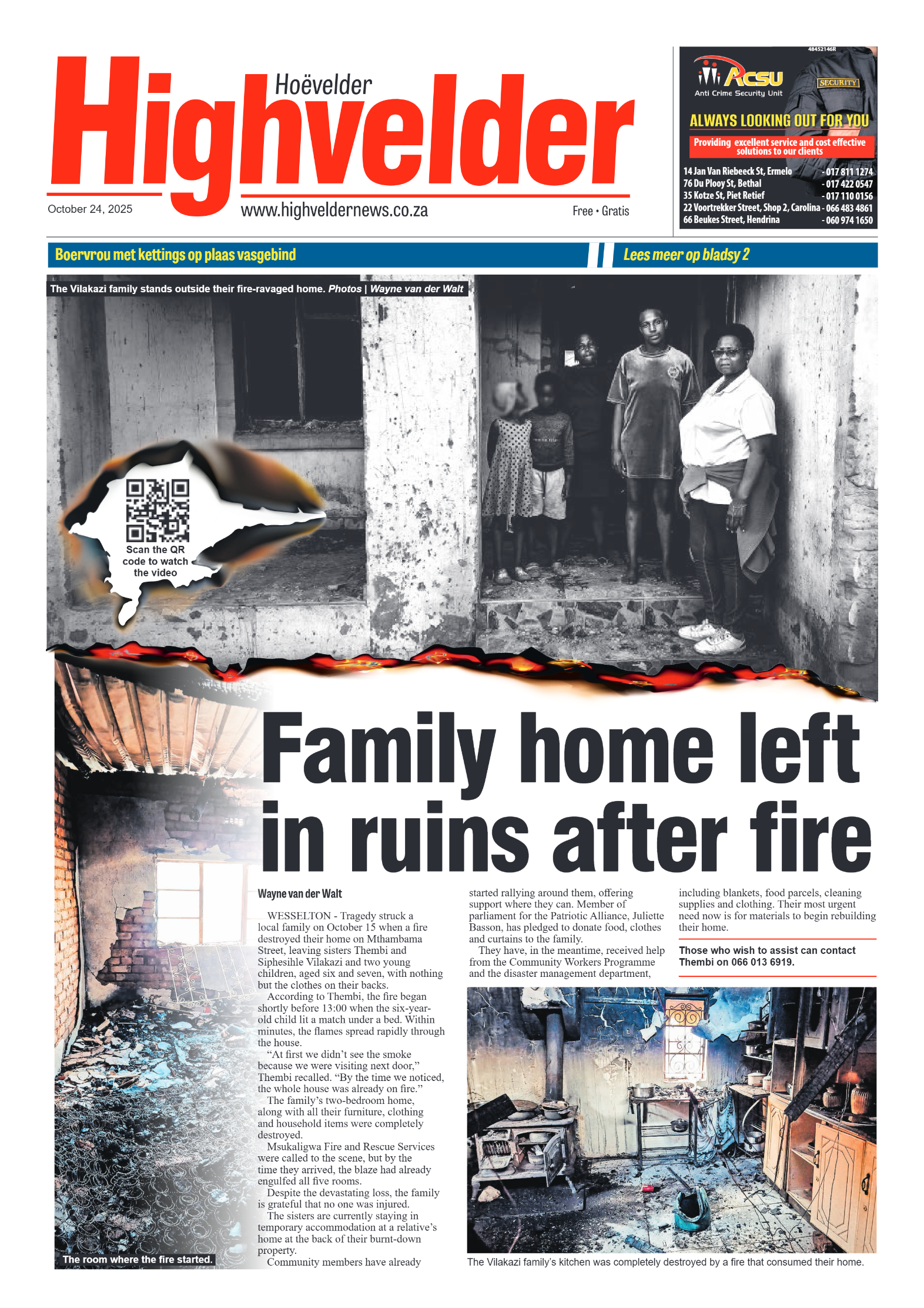 Highvelder Newspaper 24 October 2025 page 1