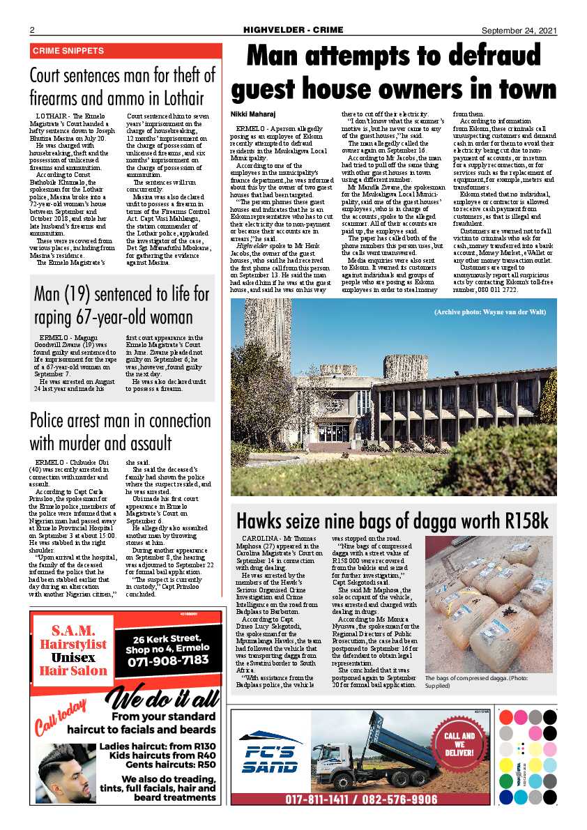 Highvelder Newspaper 24 September 2021 page 2