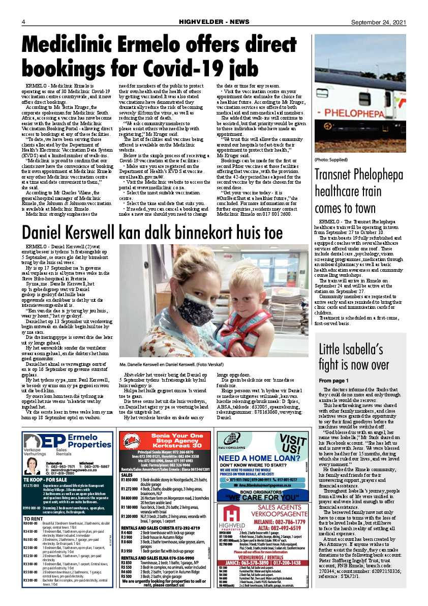 Highvelder Newspaper 24 September 2021 page 4