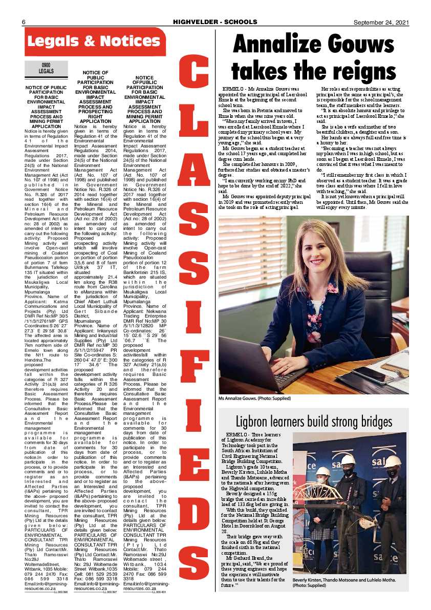 Highvelder Newspaper 24 September 2021 page 6