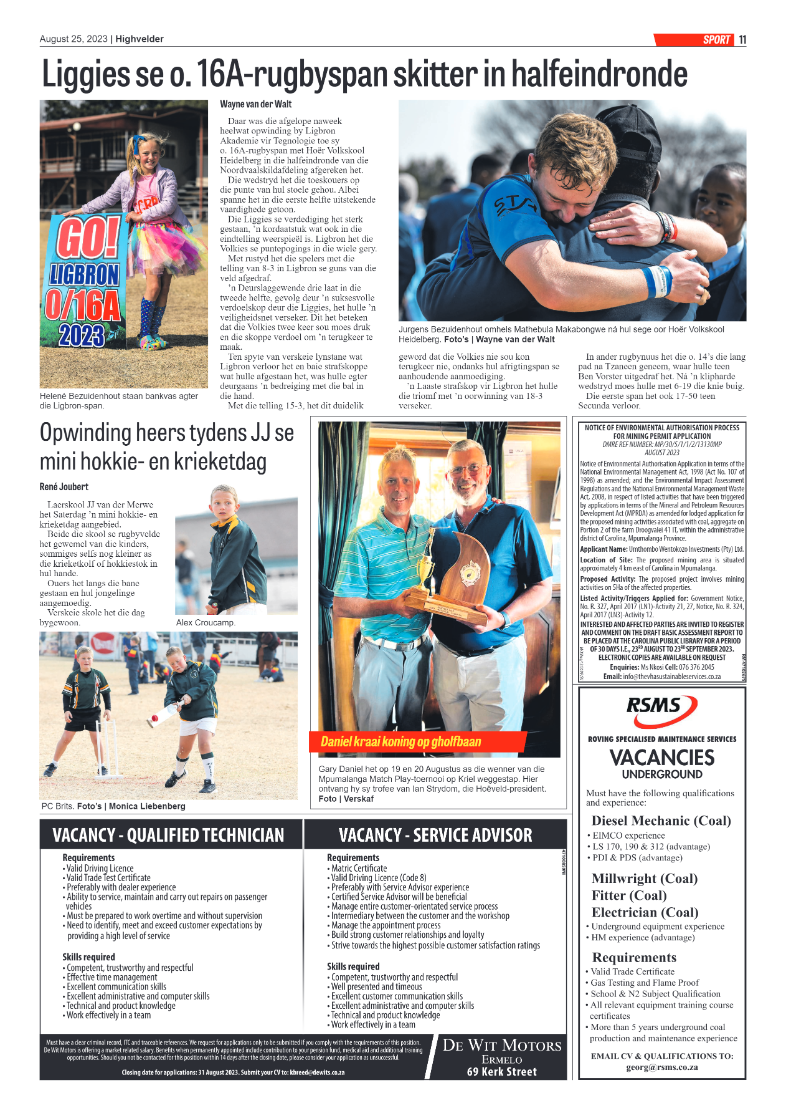 Highvelder Newspaper 25 August 2023 page 11