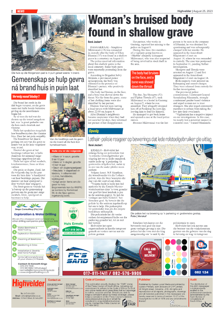 Highvelder Newspaper 25 August 2023 page 2