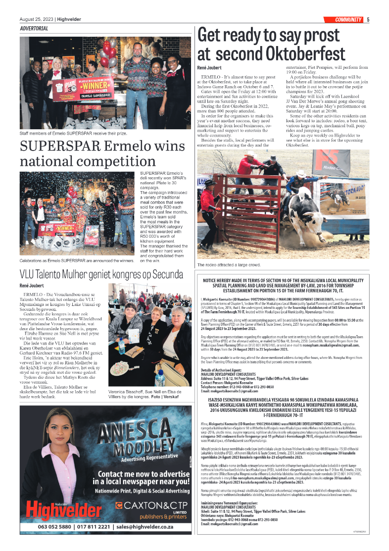 Highvelder Newspaper 25 August 2023 page 5