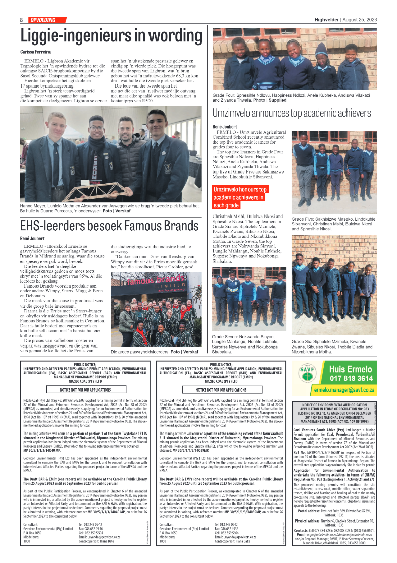 Highvelder Newspaper 25 August 2023 page 8