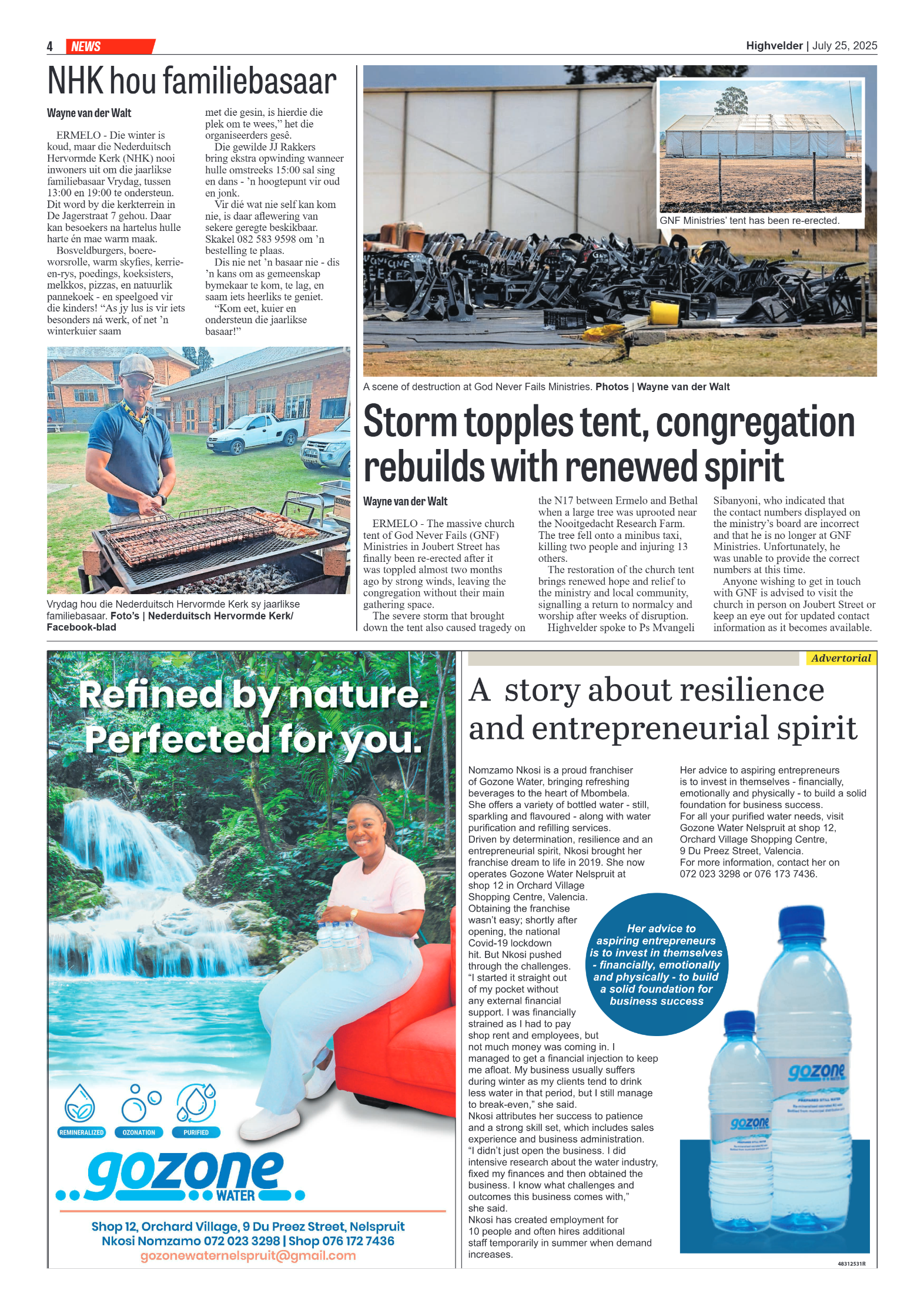 Highvelder Newspaper 25 July 2025 page 4