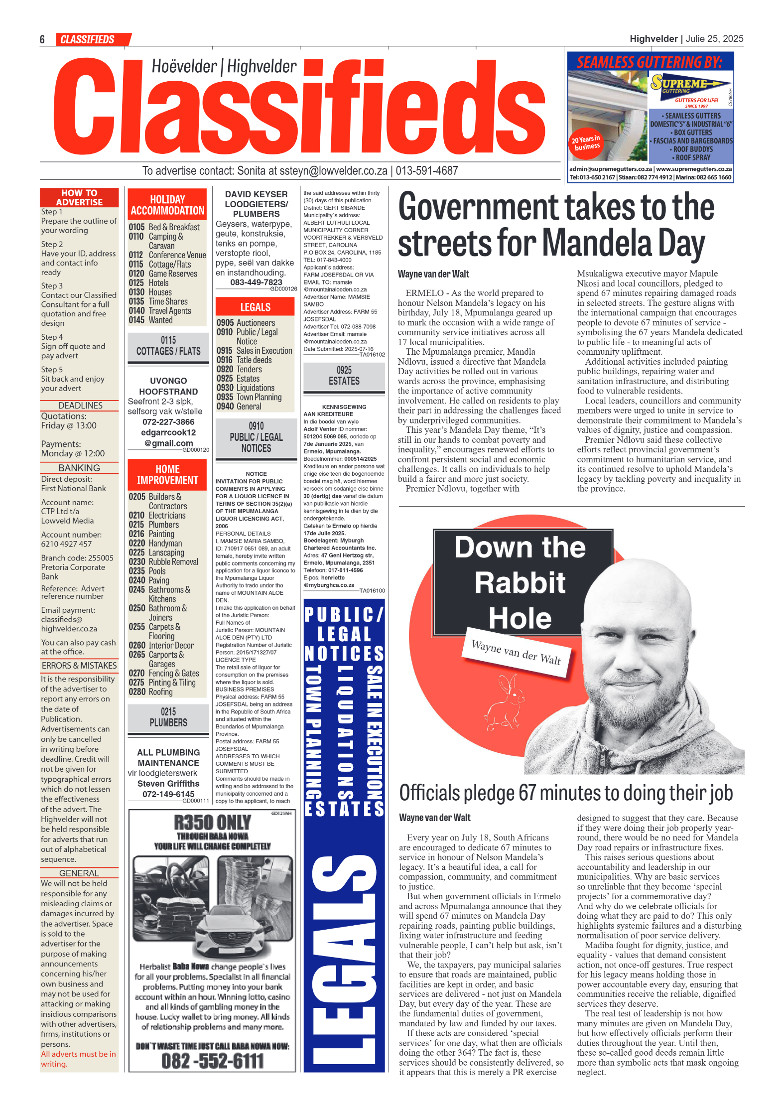 Highvelder Newspaper 25 July 2025 page 6