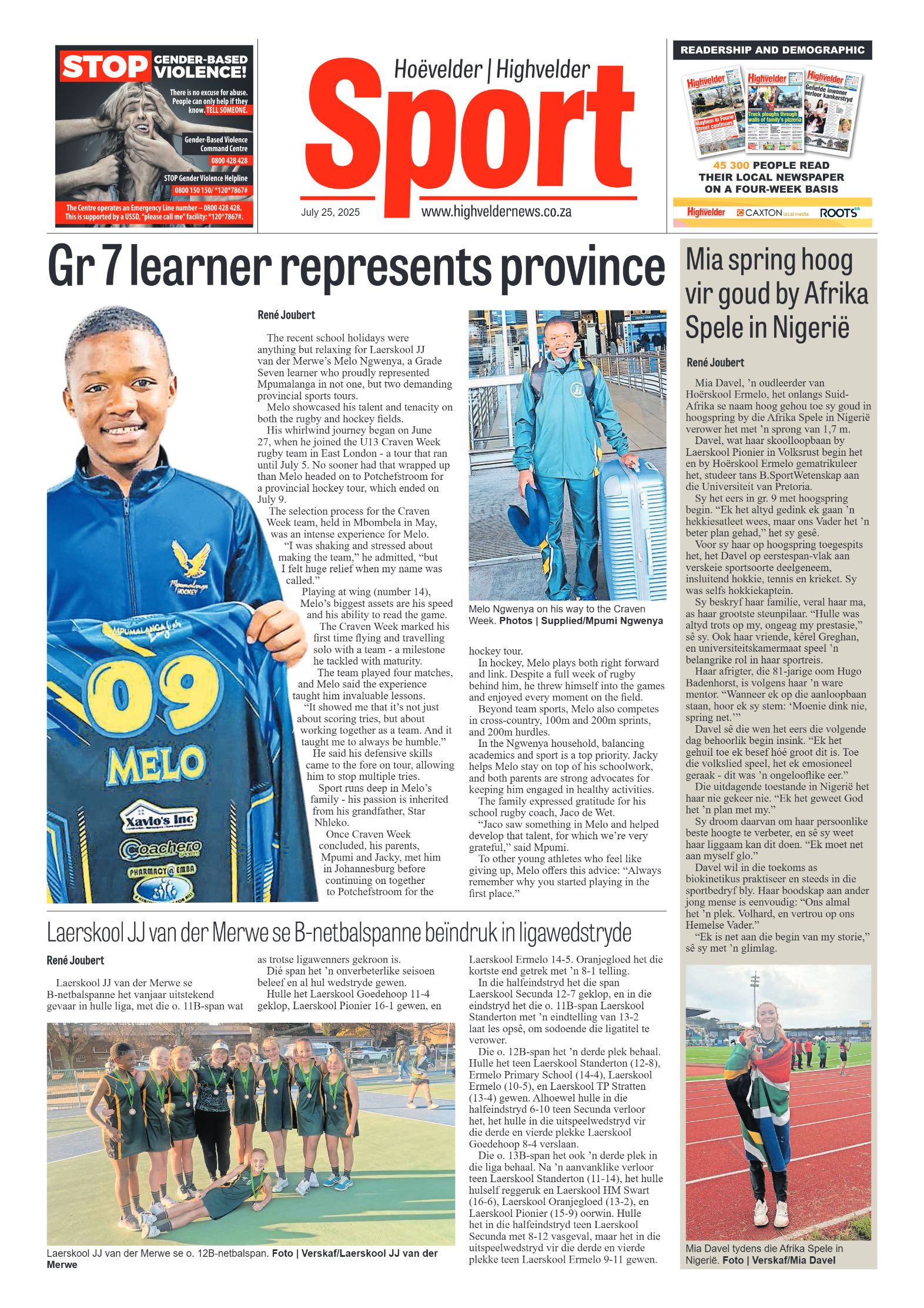 Highvelder Newspaper 25 July 2025 page 8
