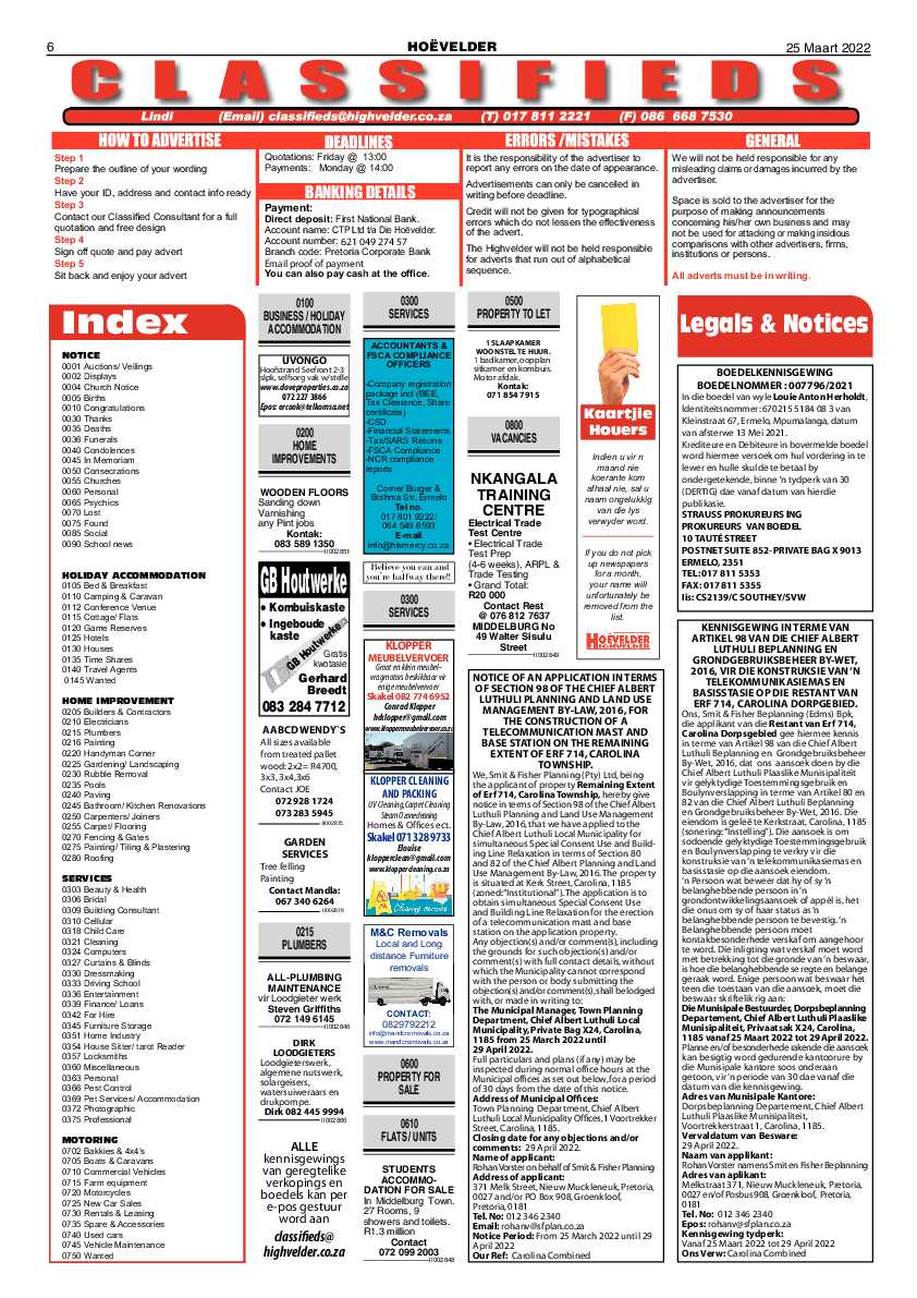Highvelder Newspaper 25 March 2022 page 6