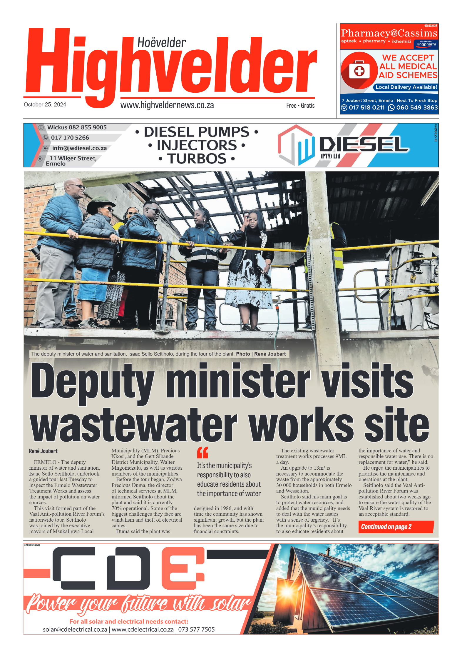 Highvelder Newspaper 25 October 2024 page 1