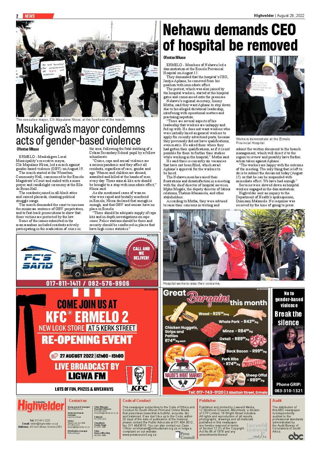 Highvelder Newspaper 26 August 2022 page 2
