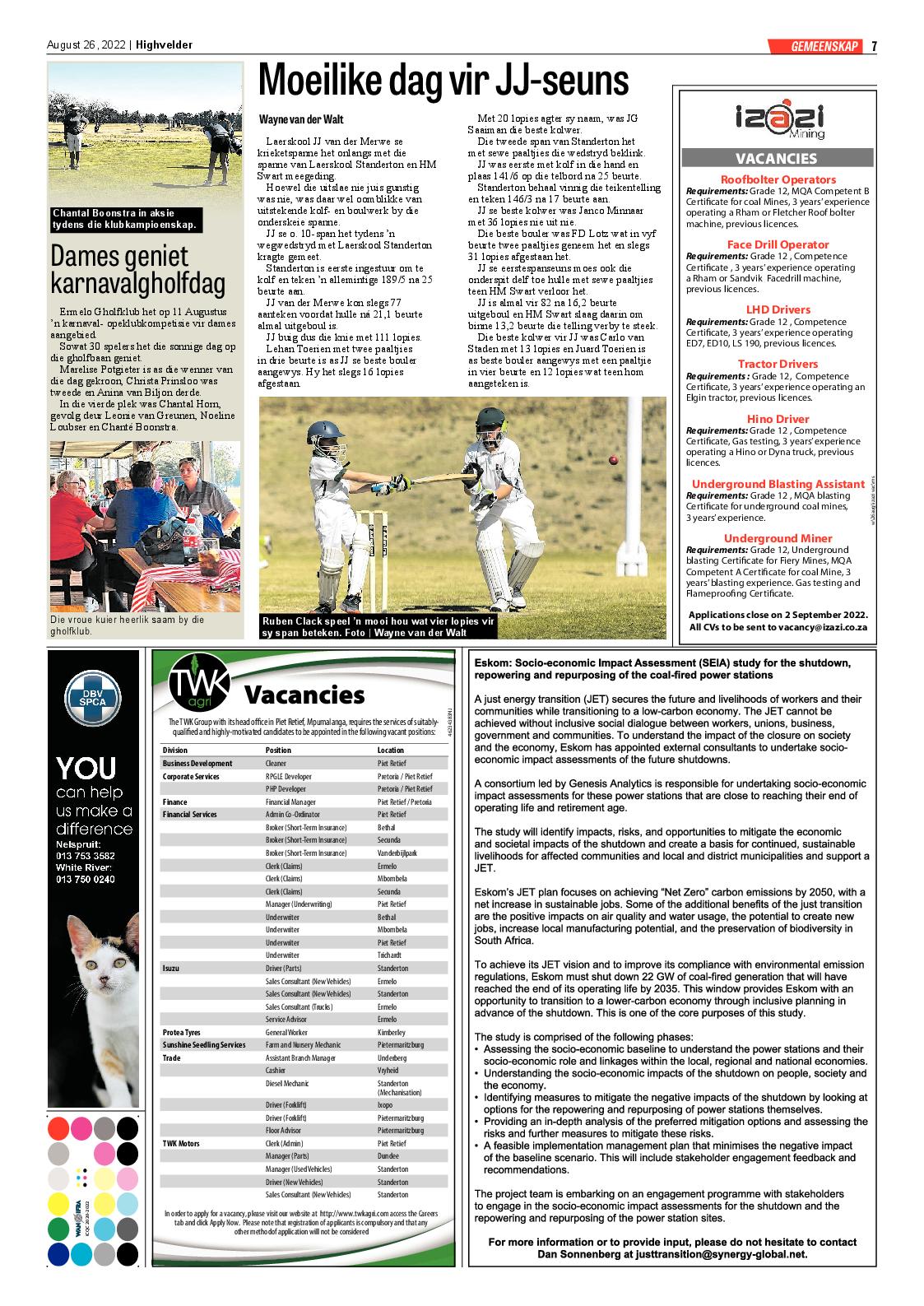 Highvelder Newspaper 26 August 2022 page 7