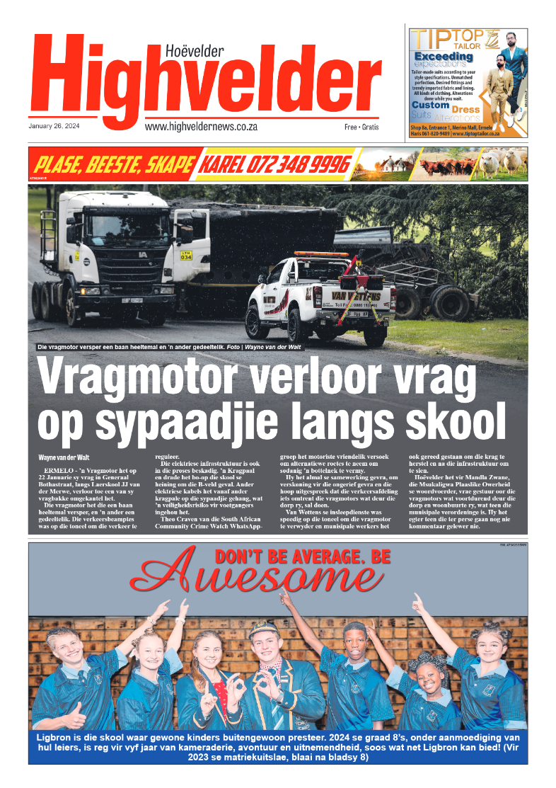 Highvelder Newspaper 26 January 2024 page 1