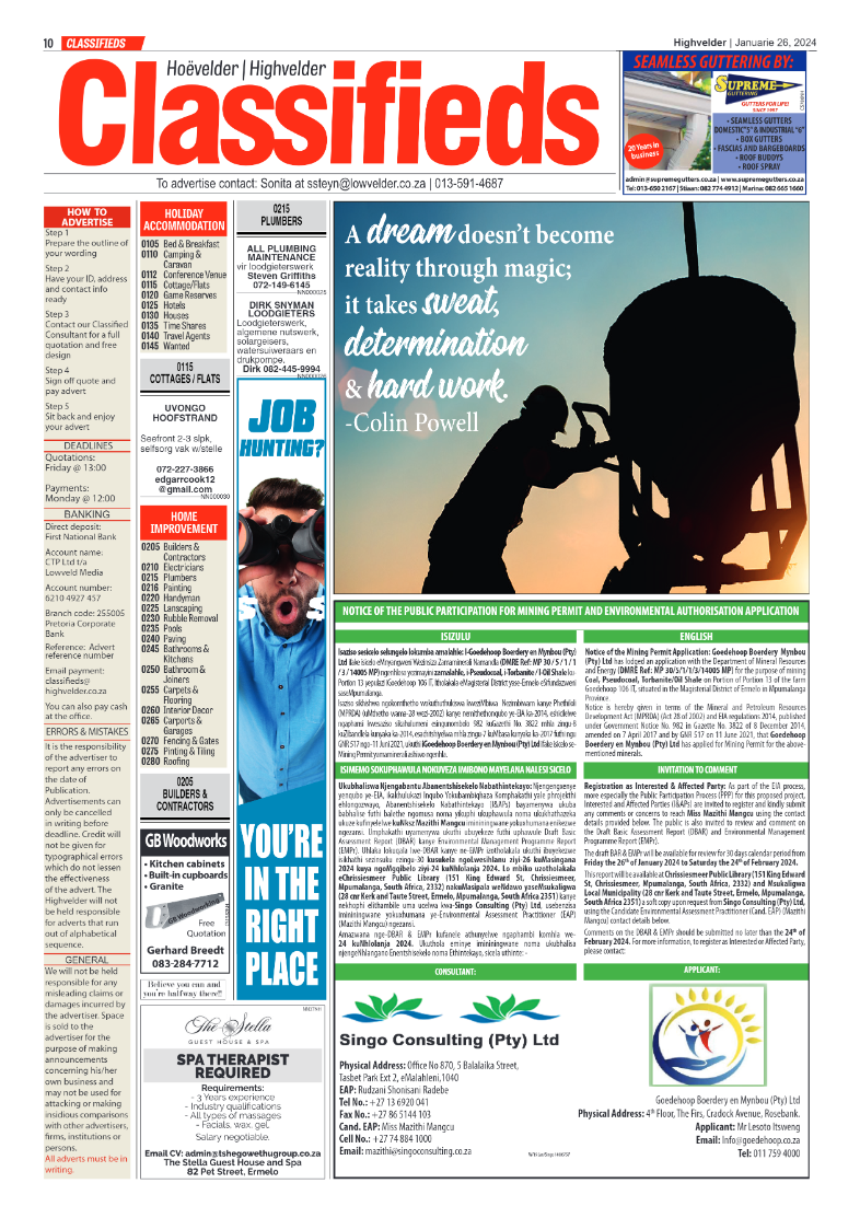 Highvelder Newspaper 26 January 2024 page 10