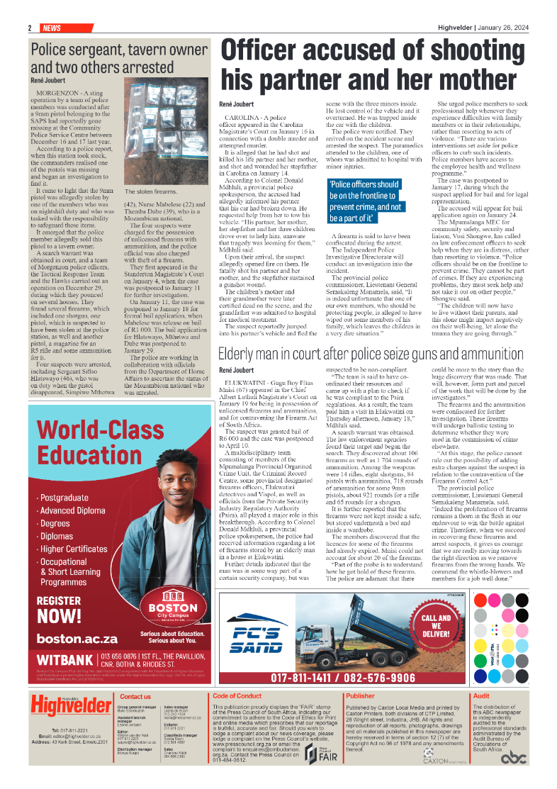 Highvelder Newspaper 26 January 2024 page 2