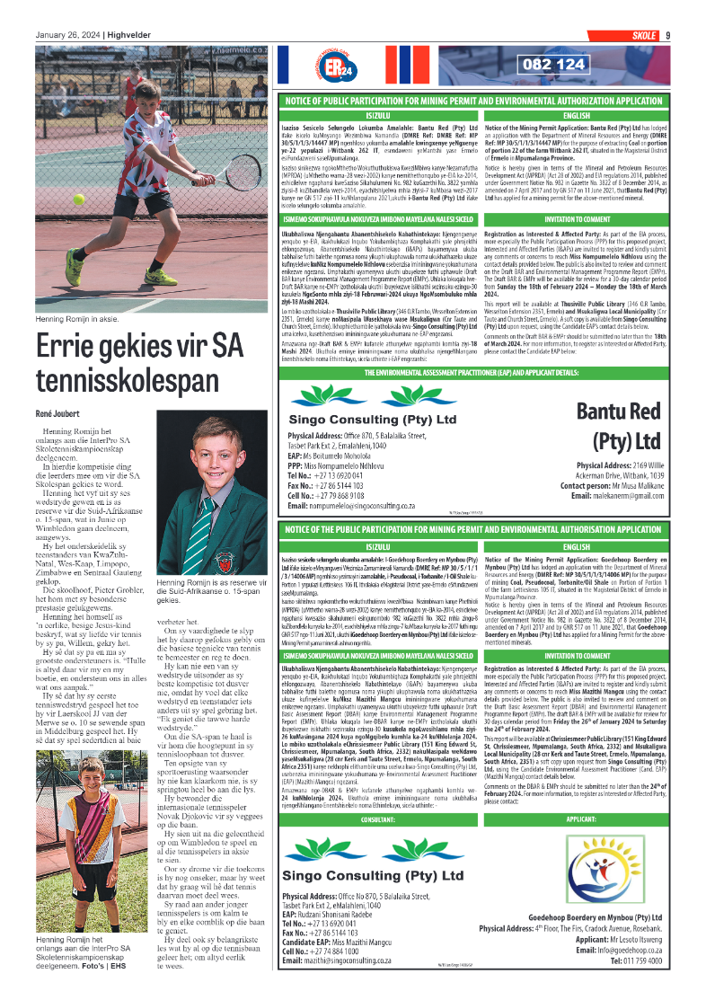 Highvelder Newspaper 26 January 2024 page 9