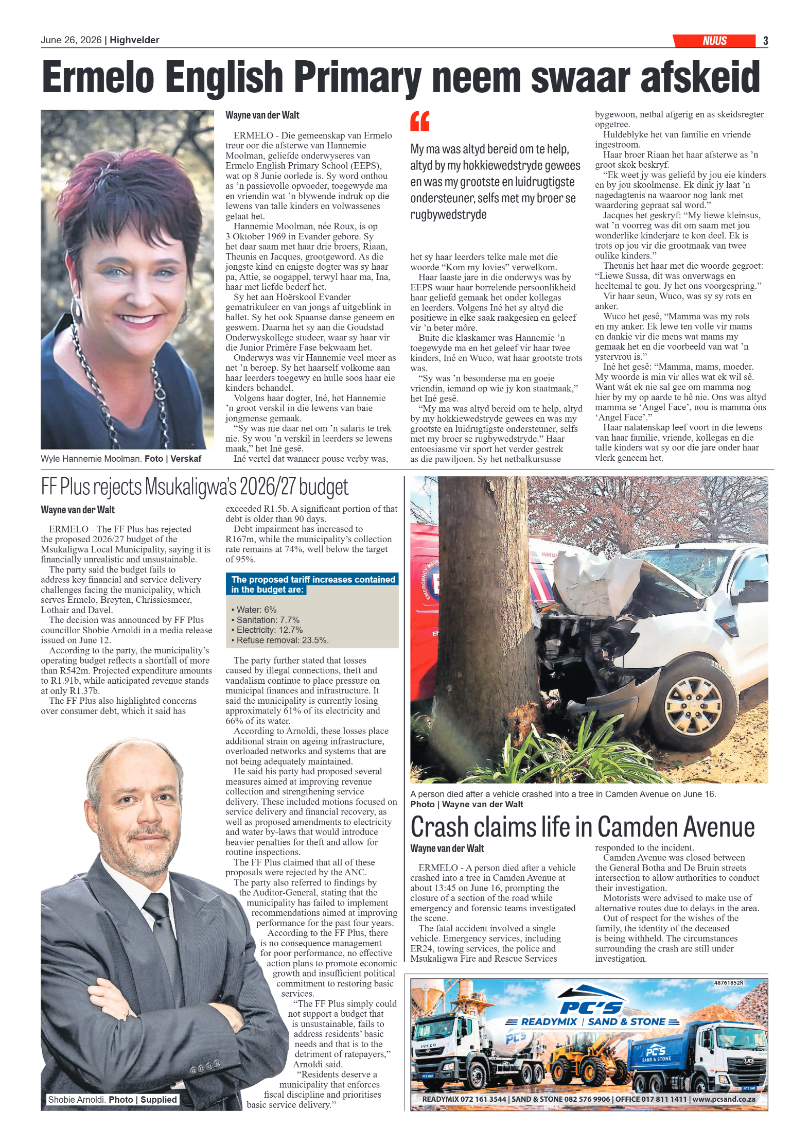 Highvelder Newspaper 26 June 2026 page 3