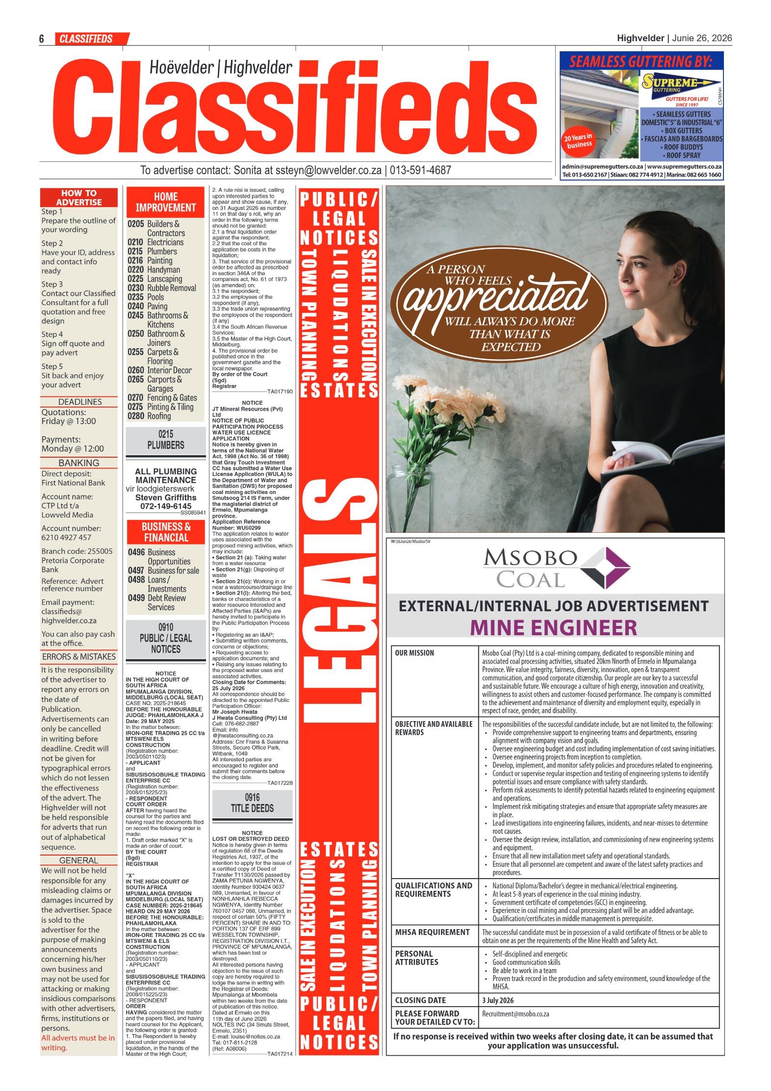 Highvelder Newspaper 26 June 2026 page 6
