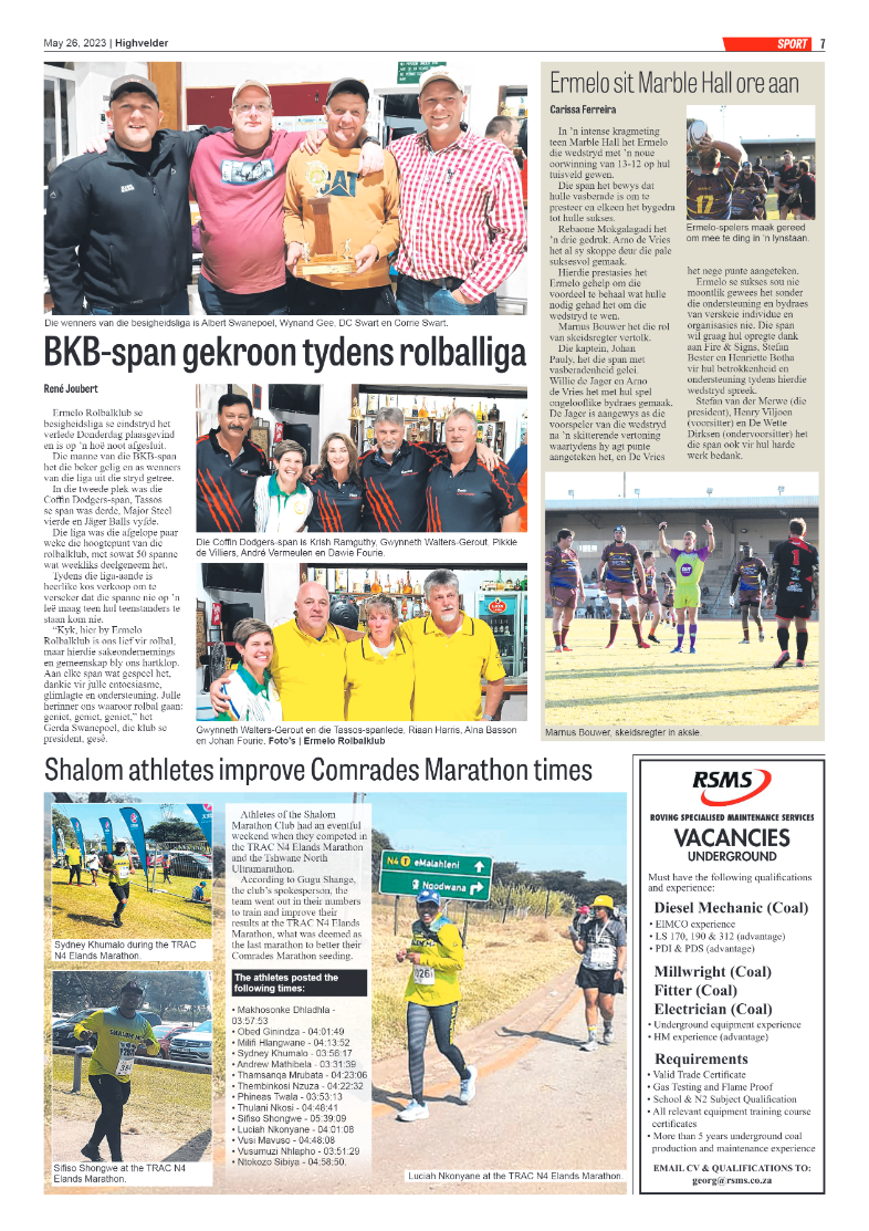 Highvelder Newspaper 26 May 2023 page 7