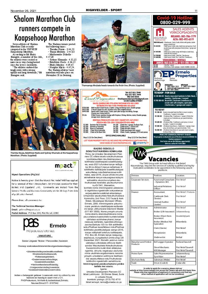 Highvelder Newspaper 26 November 2021 page 11