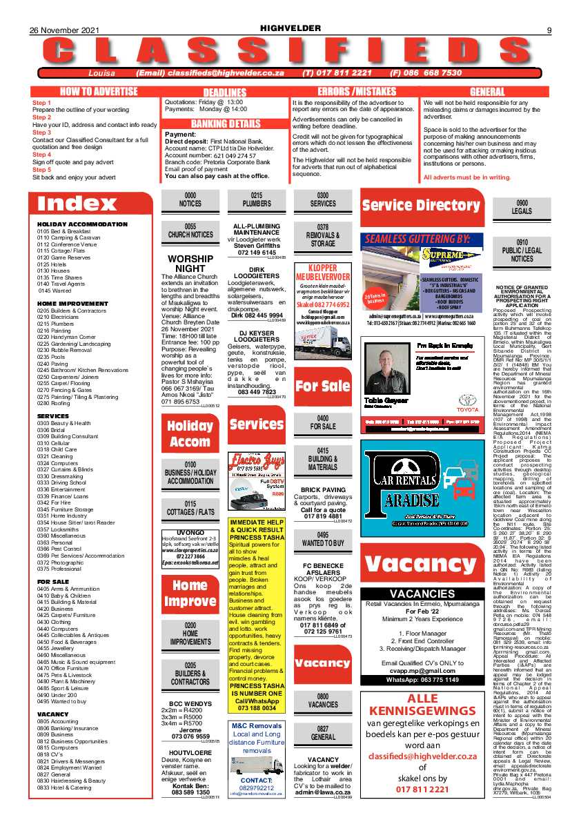 Highvelder Newspaper 26 November 2021 page 9