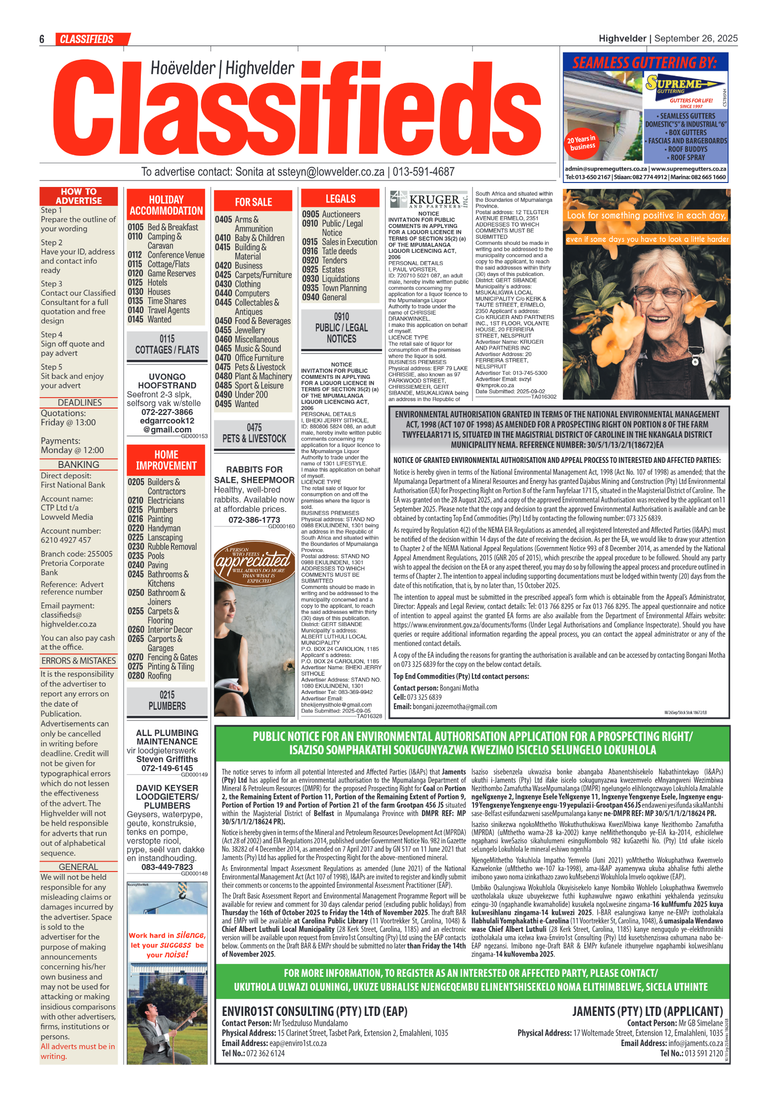 Highvelder Newspaper 26 September 2025 page 6