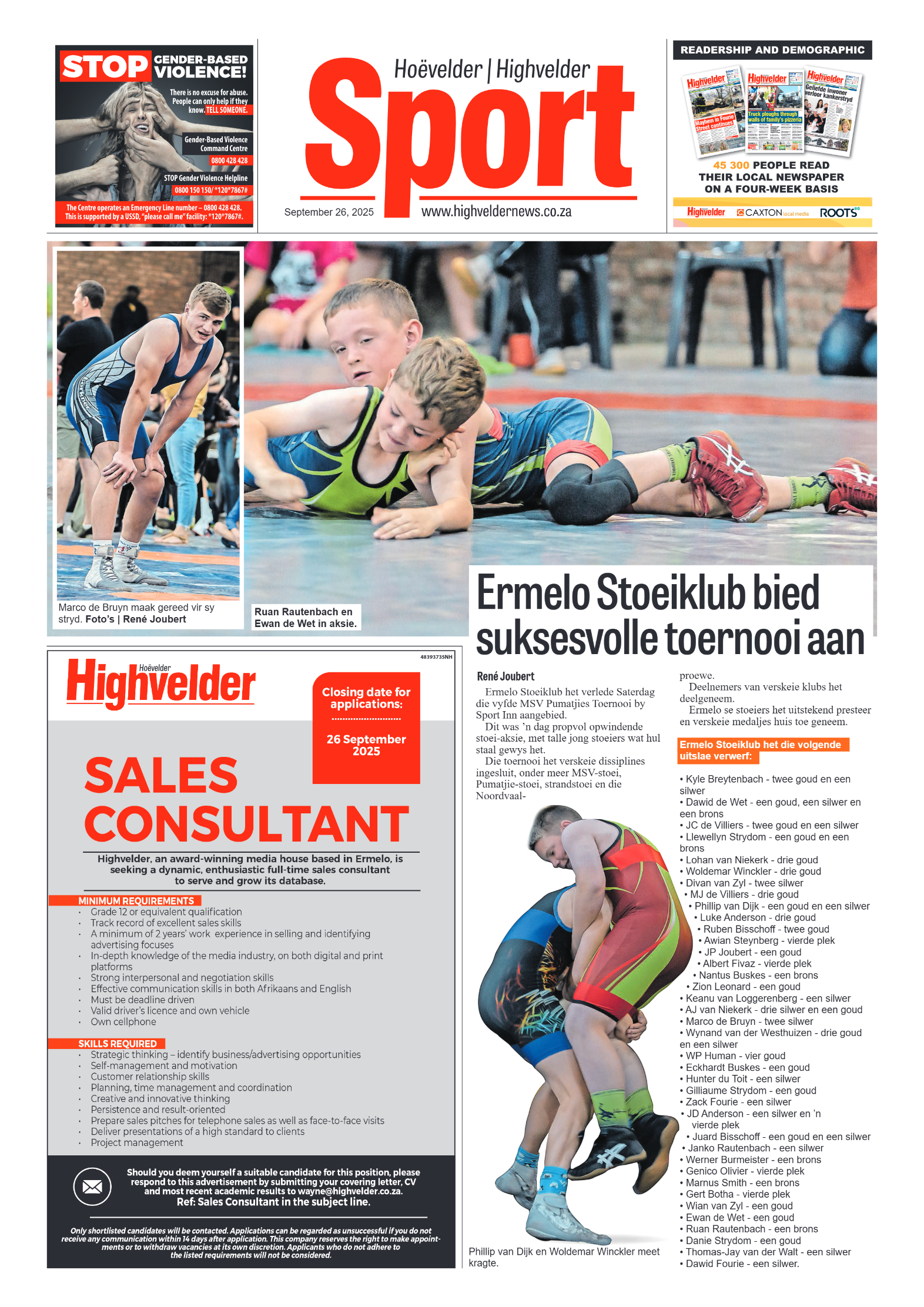 Highvelder Newspaper 26 September 2025 page 8