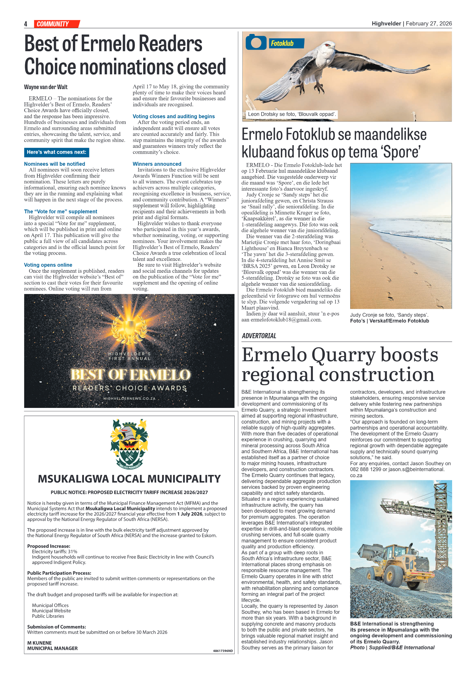 Highvelder Newspaper 27 February 2026 page 4